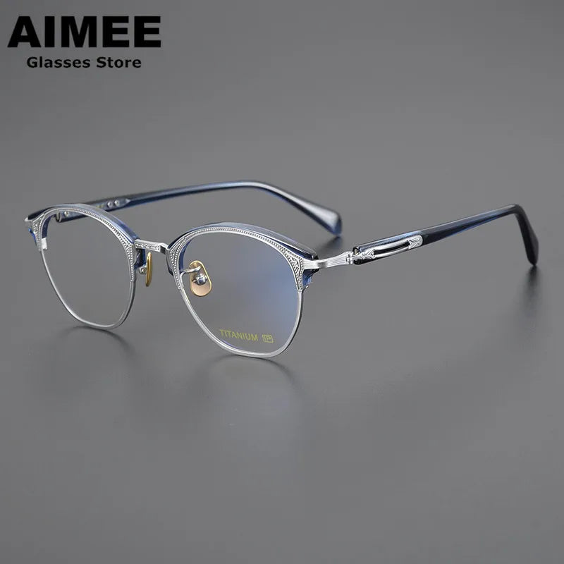Stylish Aimee Unisex Square Titanium Acetate Eyeglasses 5051 - Lightweight & Durable Frame for Work, Reading & Fashion