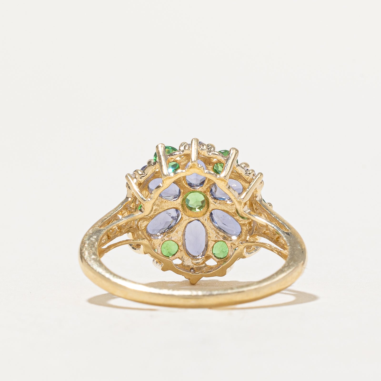 Exquisite Multi Gemstone & Diamond Cocktail Ring - 1.50ctw Gemstones & 0.03ctw Diamonds - Size 8 - Perfect for Evening Parties, Weddings & Special Occasions