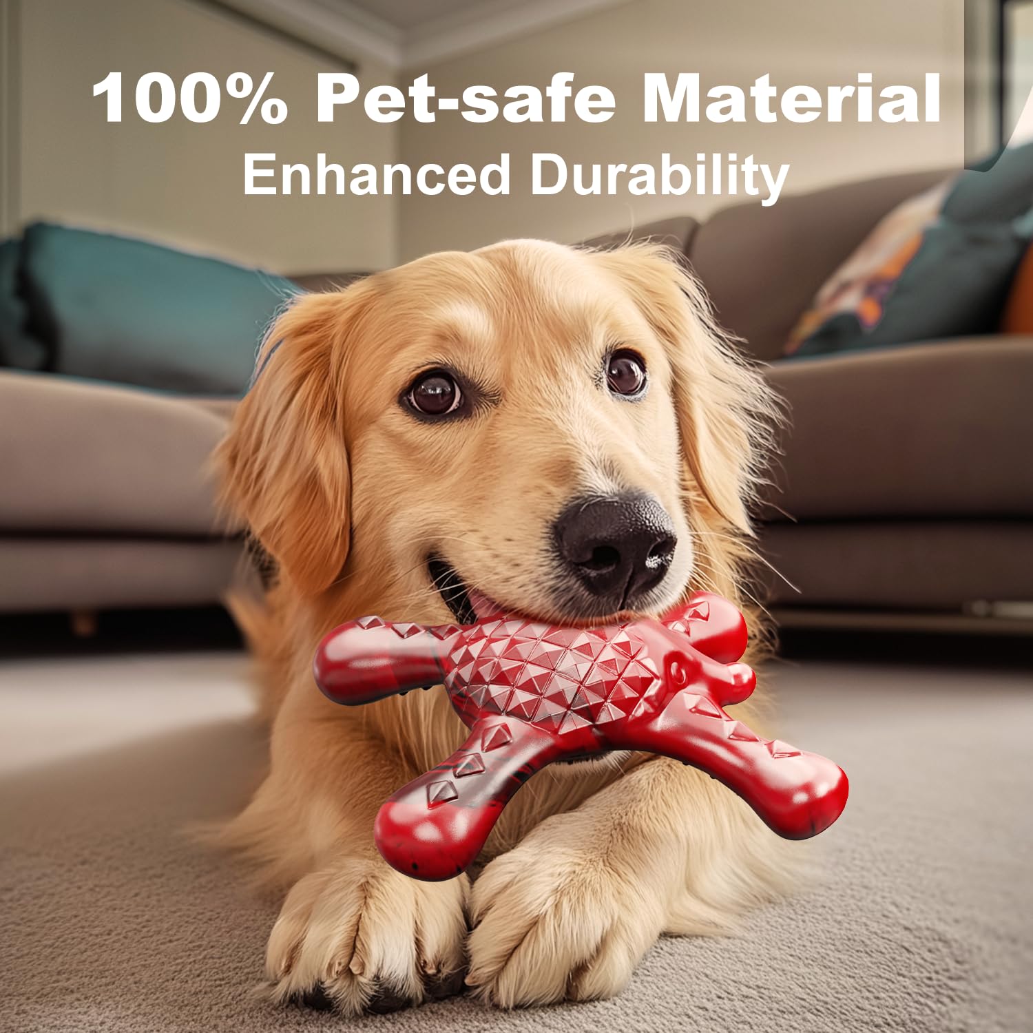 Indestructible Dog Chew Toys for Aggressive Chewers - Tough Durable Nylon Dog Bones for Medium/Large Breeds, Puppy Teething Essentials, Bacon Scented, Red - Perfect for Training, Playtime, and Keeping Them Busy