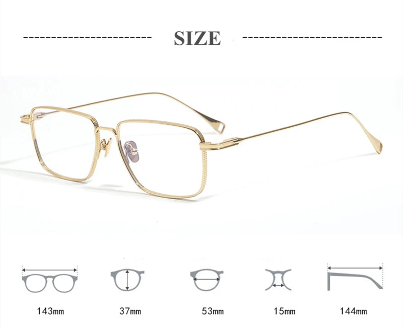 Premium Black Titanium Square Eyeglasses for Men & Women - Lightweight, Durable Full Rim Frames - Perfect for Work, Reading & Fashion Accessories
