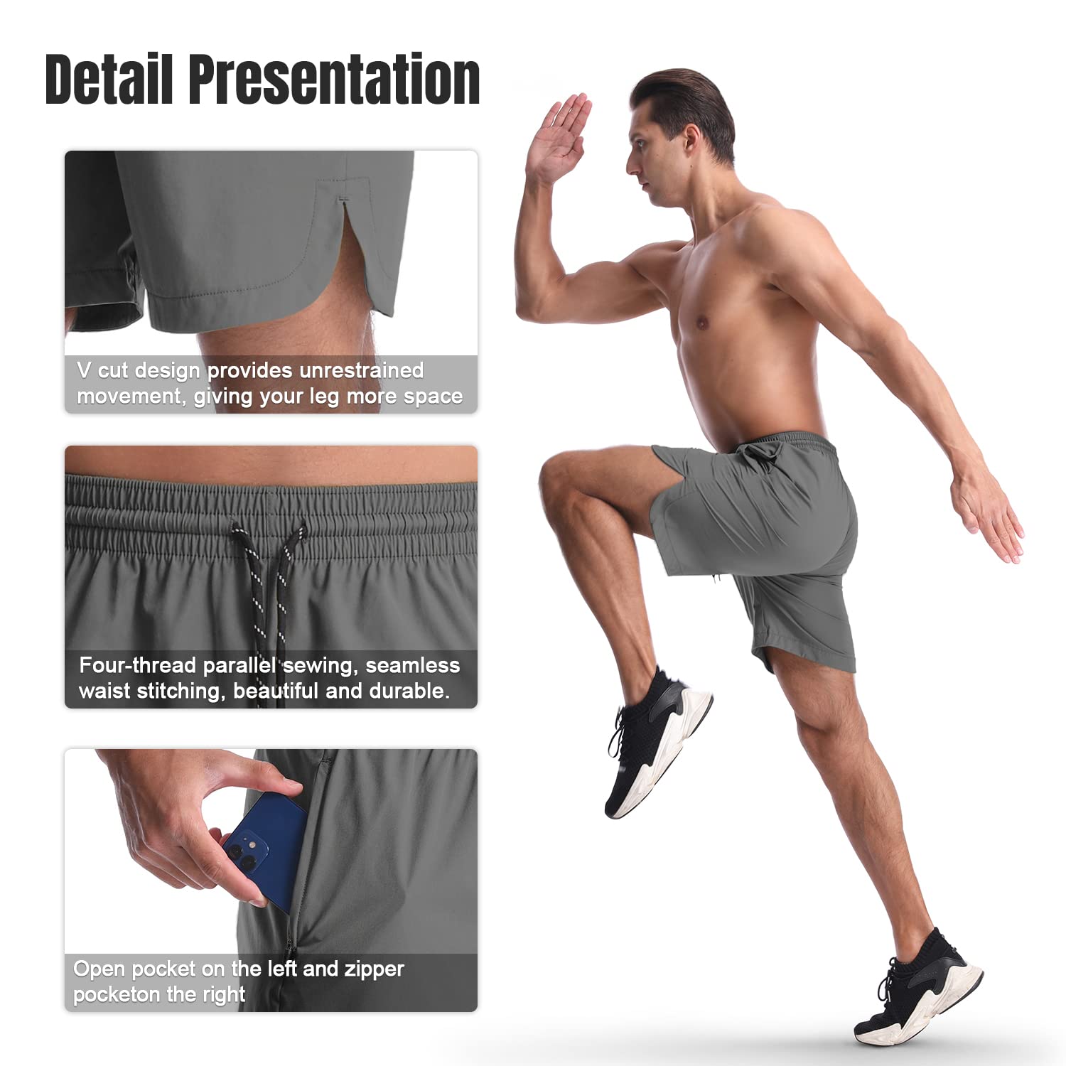 CANGHPGIN 2 Pack Men's 7'' Running Shorts - Quick Dry Athletic Gym Shorts with Pockets for Workout, Jogging & Training | Lightweight Comfort for Sports & Exercise