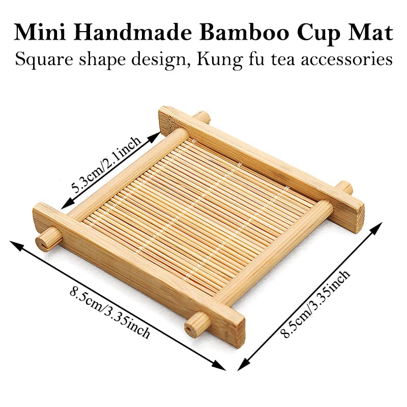 AKOAK 2-Pack Handmade Bamboo Coasters for Kung Fu Tea & Coffee - Natural Wood Drink Mats for Table Protection - Perfect for Tea Ceremony, Coffee Bar & Kitchen Decor