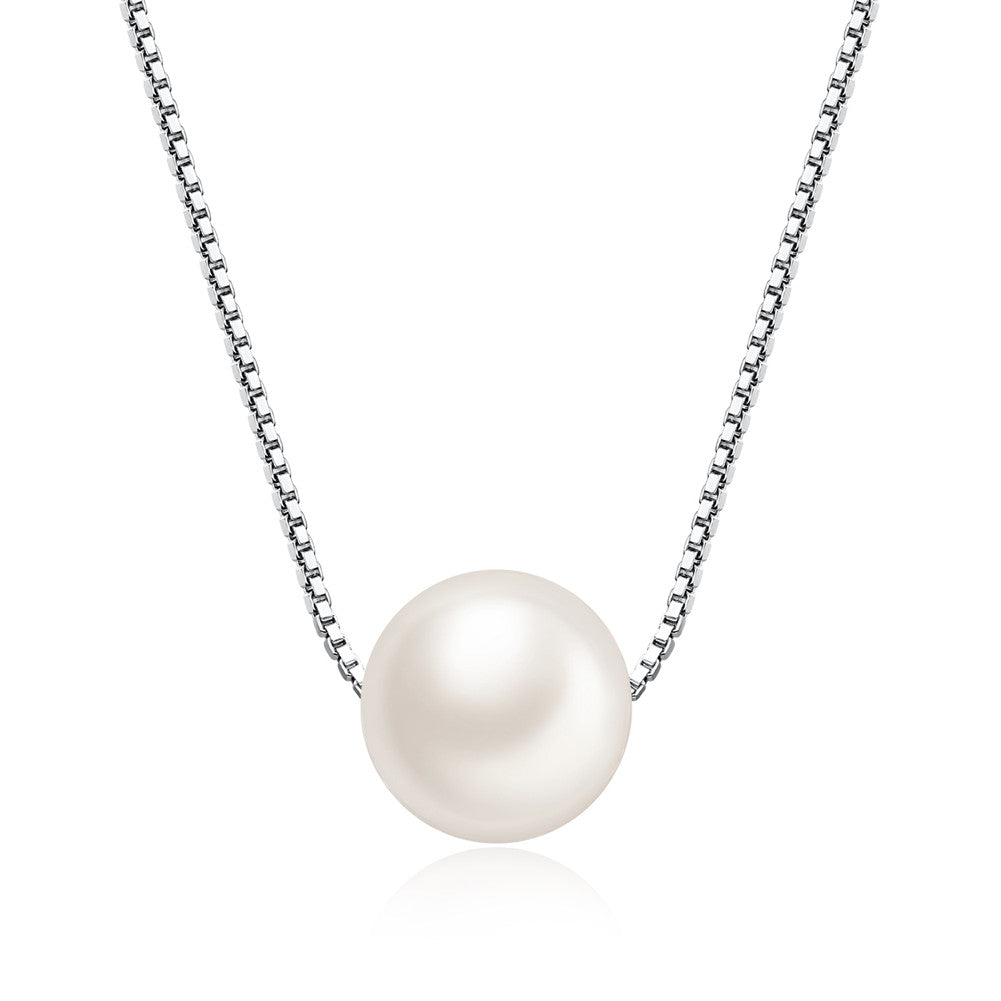 AAA Quality 8MM White Freshwater Cultured Pearl Pendant Necklace in 925 Sterling Silver for Women - Perfect for Weddings, Anniversaries & Special Occasions