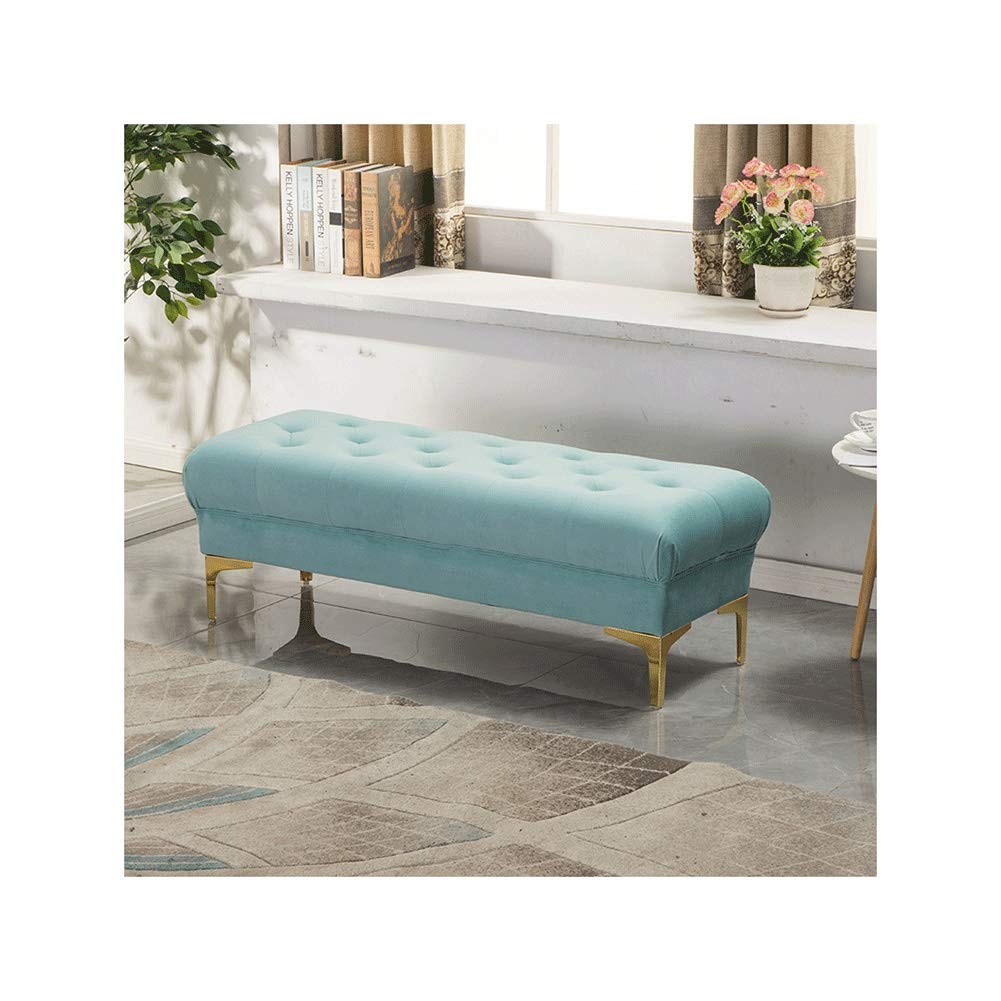 XCJ Blue Velvet Storage Ottoman Bench - 45x45x60cm Shoe Storage Chest with Comfortable Padded Seat - Perfect for Bedroom, Living Room & Entryway Organization