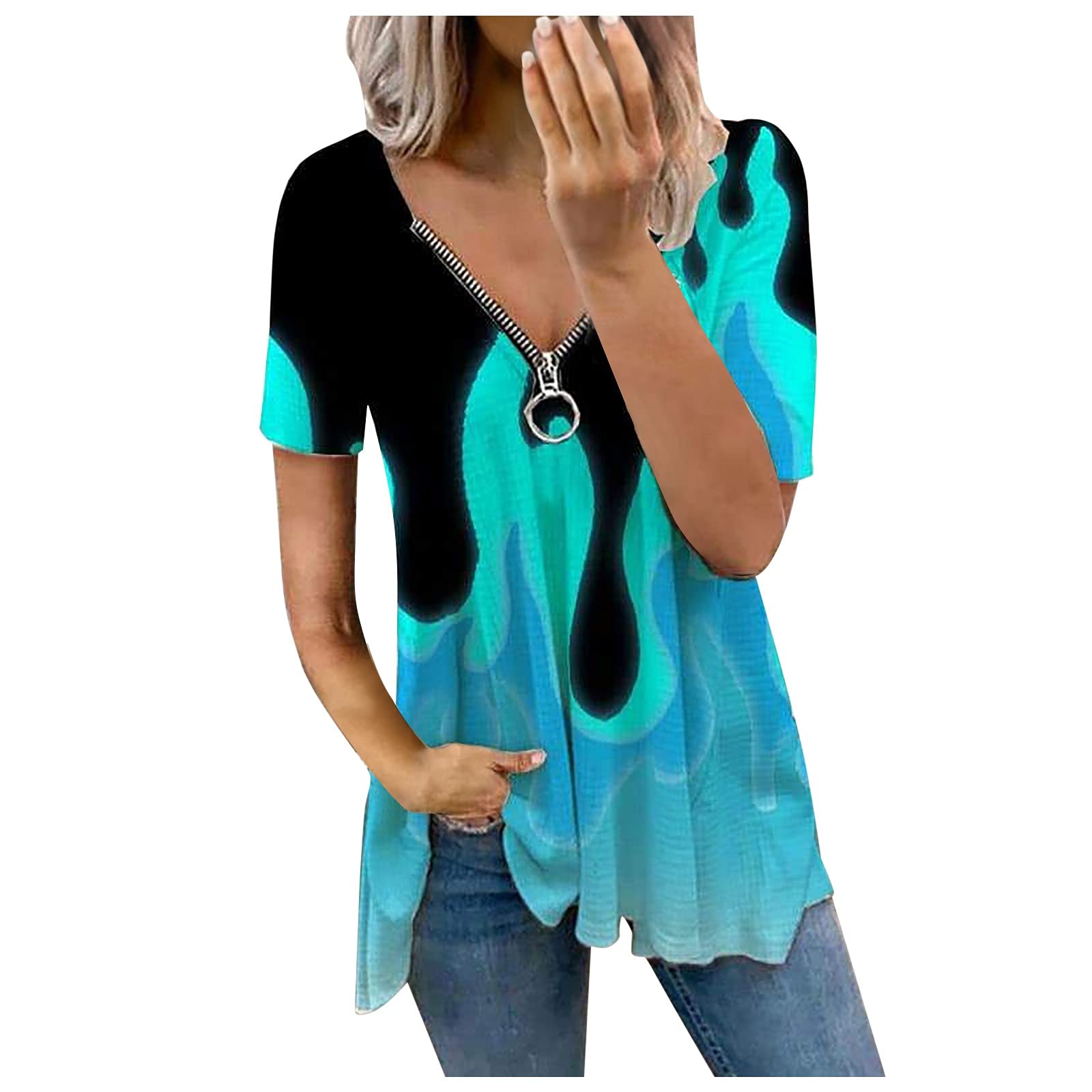 Women's Summer Blouse - V Neck Loose Casual Top for Daily Wear & Dressy Occasions | Perfect for Office, Outings & Date Nights