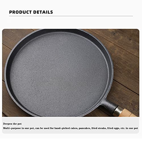 26CM Uncoated Cast Iron Skillet - Perfect for Pancakes, Hand Cakes & Pizza Baking | Heavy Duty Non-Stick Frying Pan for Stovetop, Oven & Camping