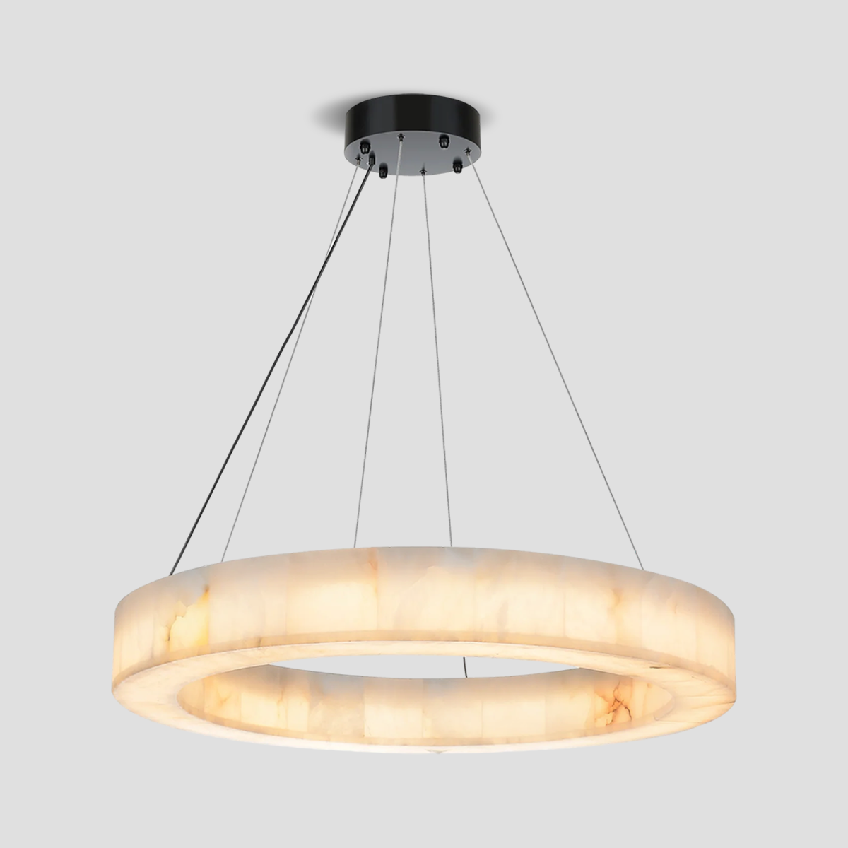 Elegant Alabaster Halo Ring Chandelier - Modern Crystal Ceiling Light Fixture for Dining Room, Bedroom & Living Room Decor