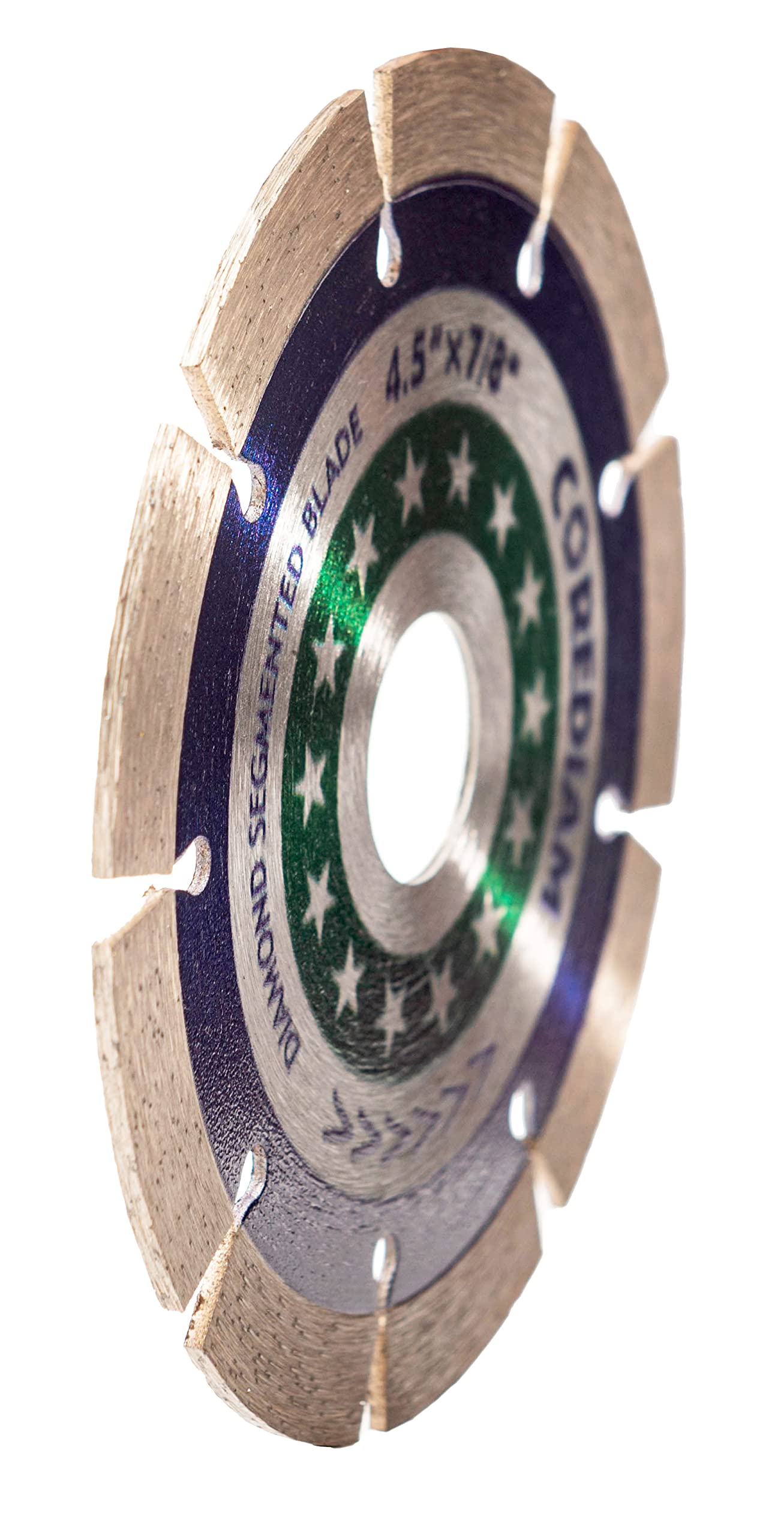4.5 Inch Diamond Blade for Angle Grinder - Segmented General Purpose Wet/Dry Cutting Tool for Concrete, Brick, Masonry, Stone, Block & Pavers (7/8