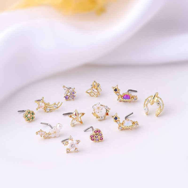 20G Surgical Steel Gold Dangle Nose Ring Stud - Hypoallergenic Body Jewelry for Sensitive Skin | Perfect for Piercings, Parties & Everyday Wear