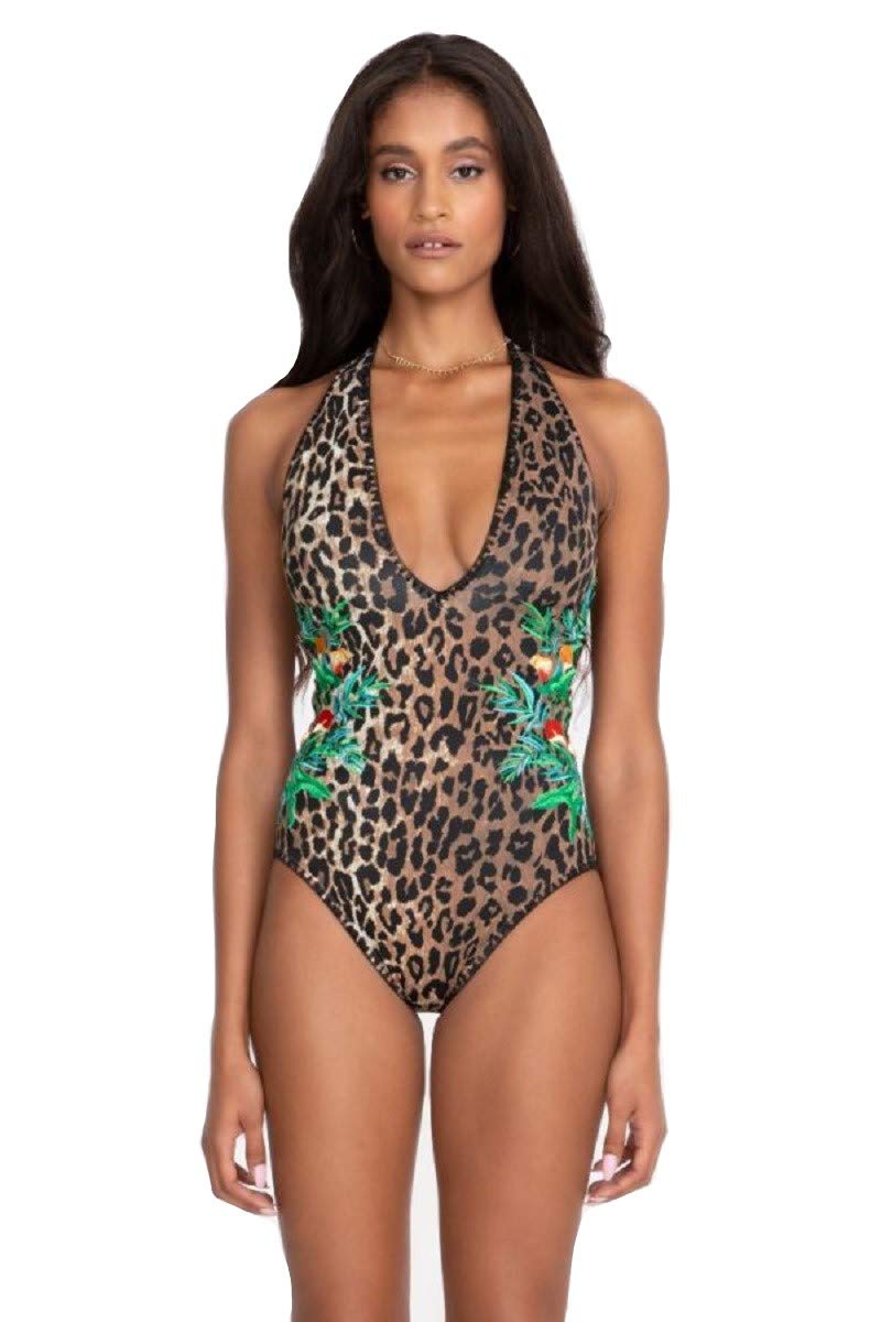 Johnny Was Vivianne Plunge One-Piece Swimsuit - Sexy Deep V Neck Monokini for Women, Beach Vacation & Pool Party Essential
