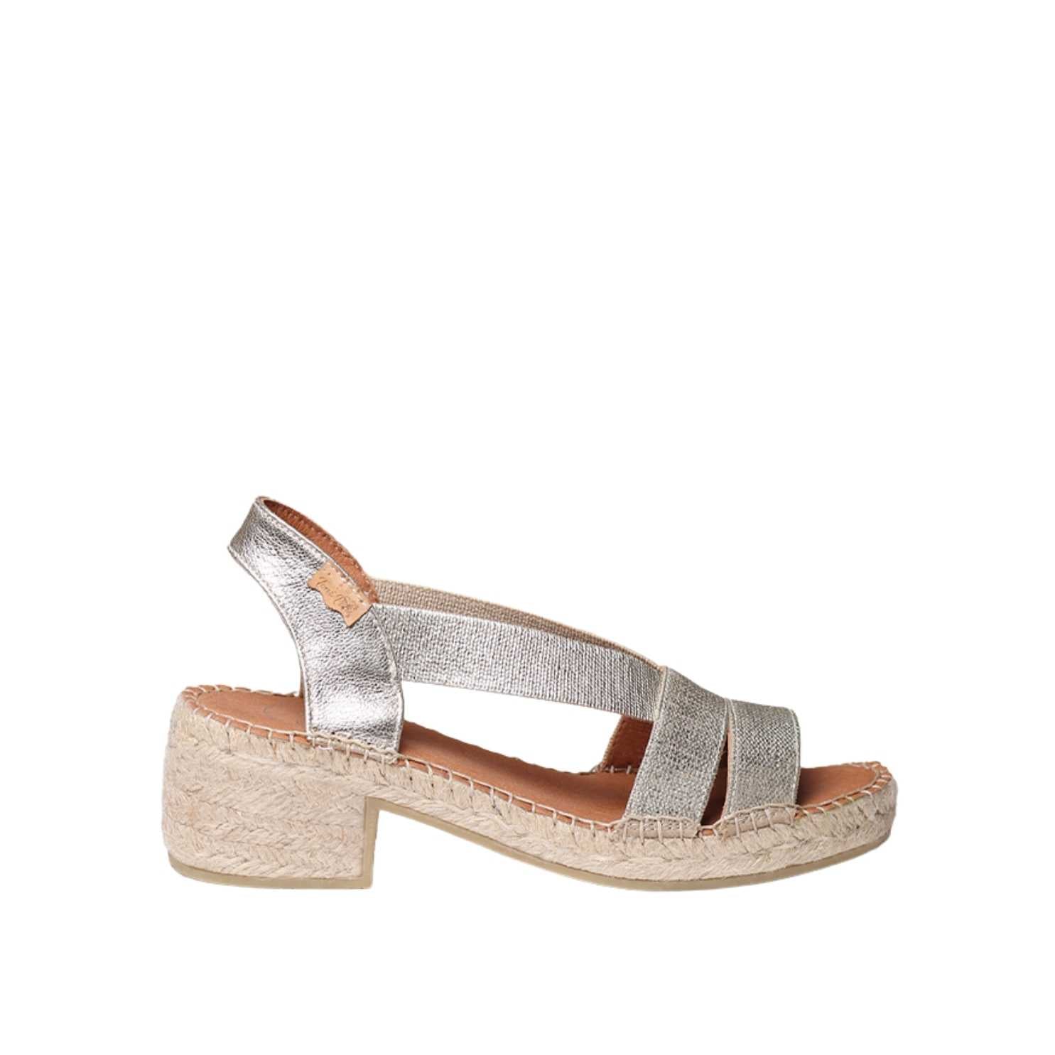Women's Open Toe Metallic Espadrille Sandals with Wide Heel - Comfortable Summer Wedges for Beach, Party & Casual Wear