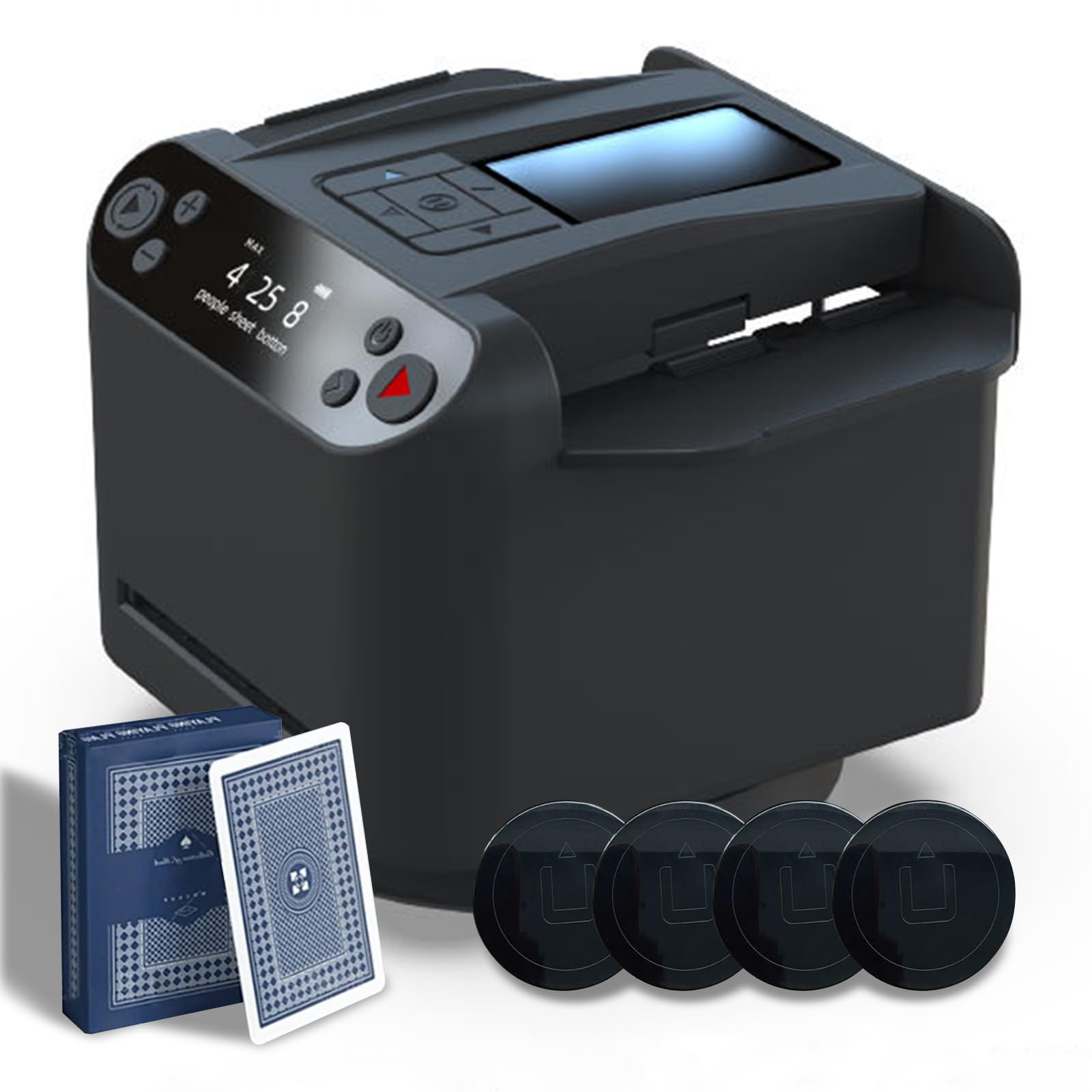 2025 2-in-1 Automatic Card Shuffler & Dealer - 12 Player 180°/360° Rotating Remote Control Card Machine for Poker, Blackjack & Board Games | Perfect for Casino Nights, Family Game Nights & Poker Tournaments
