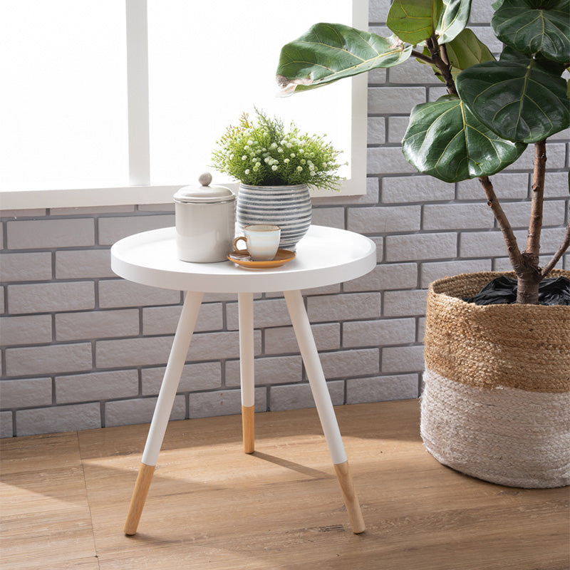 INNIS Modern White Side Table - Nightstand, End Table for Living Room, Bedroom & Office - Compact Accent Table with Sturdy Design