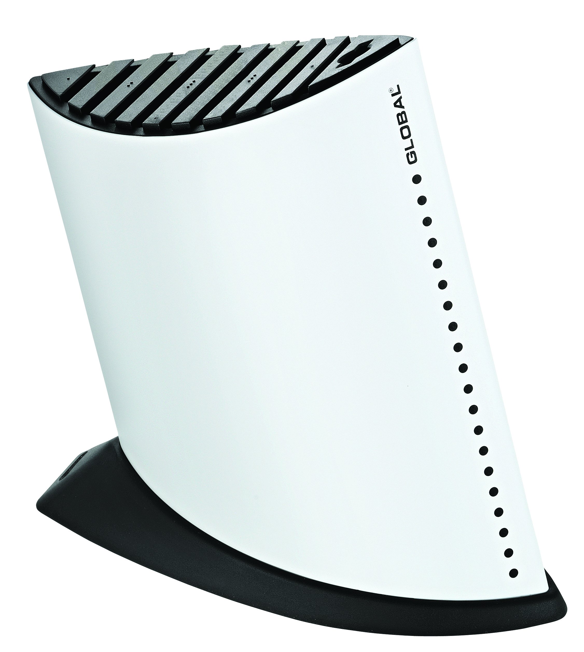 Global GKB-52/CW - 10 Slot Wooden Knife Storage Block with Non-Slip Base - White - Perfect for Kitchen Countertop Organization & Knife Safety