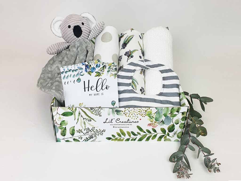 Premium Neutral Koala Baby Gift Basket Set - Soft Plush Toy, Organic Blanket & Baby Essentials - Perfect for Newborn Showers, Christenings & 1st Birthday Gifts