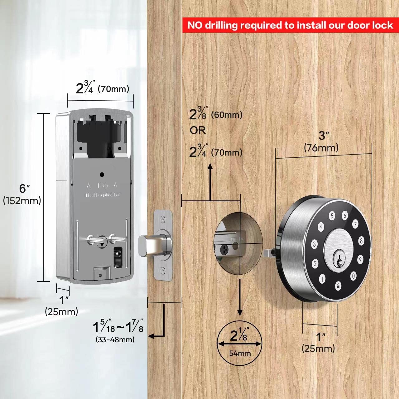 Sifely Smart Keyless Entry Deadbolt Lock - Digital Door Lock with Keypad & Fob Support - Secure Front Door Lock for Homes & Apartments - Ideal for Smart Home Security & Keyless Access