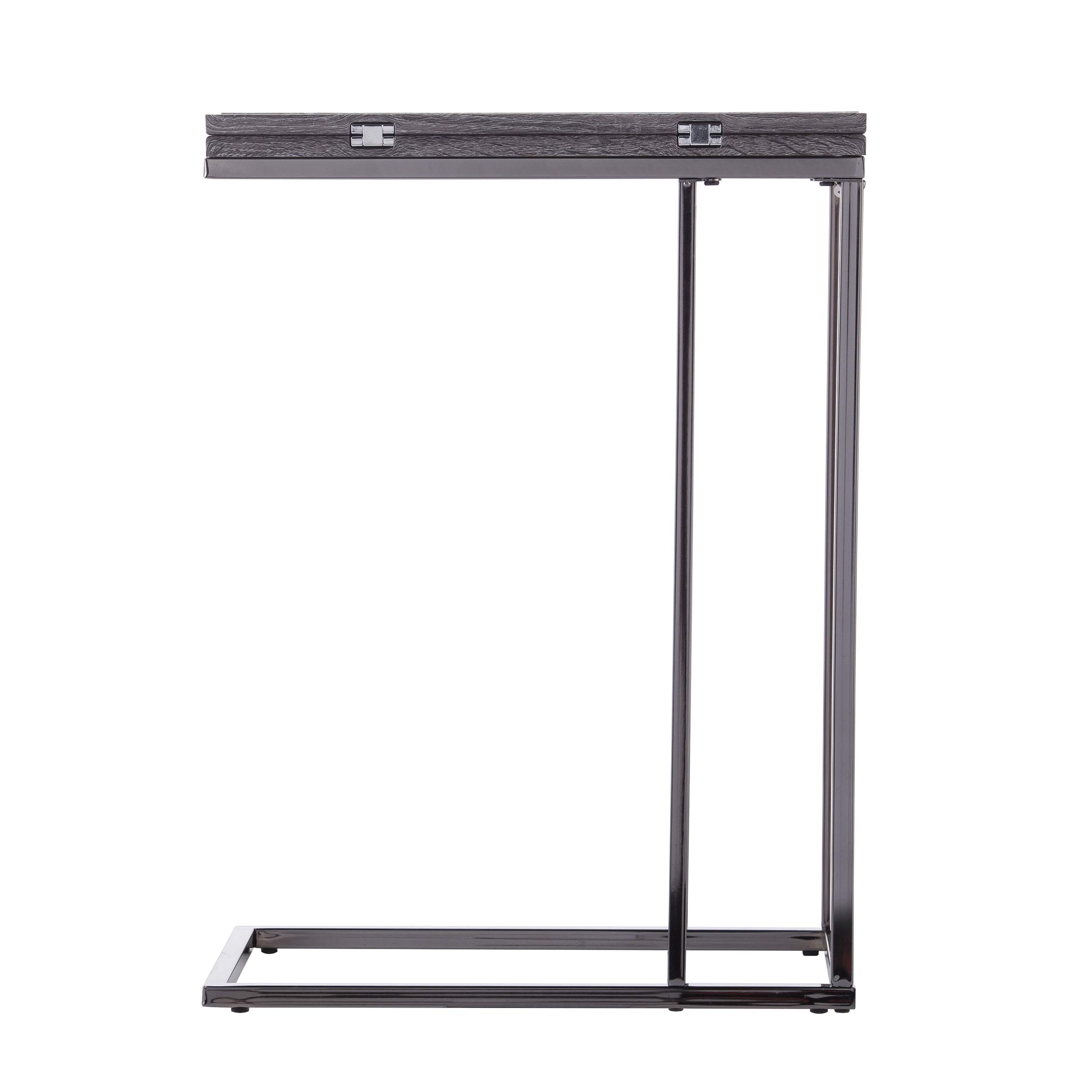 SEI Furniture Clarkdom End Table - Graywash & High Gloss Black Finish - Modern Nightstand for Living Room, Bedroom, or Office