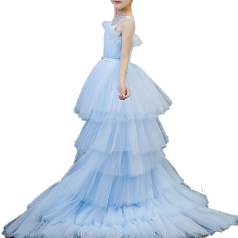 Elegant Lace Princess Birthday Dress for Baby Girls - Pageant & Special Occasion Gown with Trailing Skirt | Perfect for Weddings, Parties, and Photo Shoots