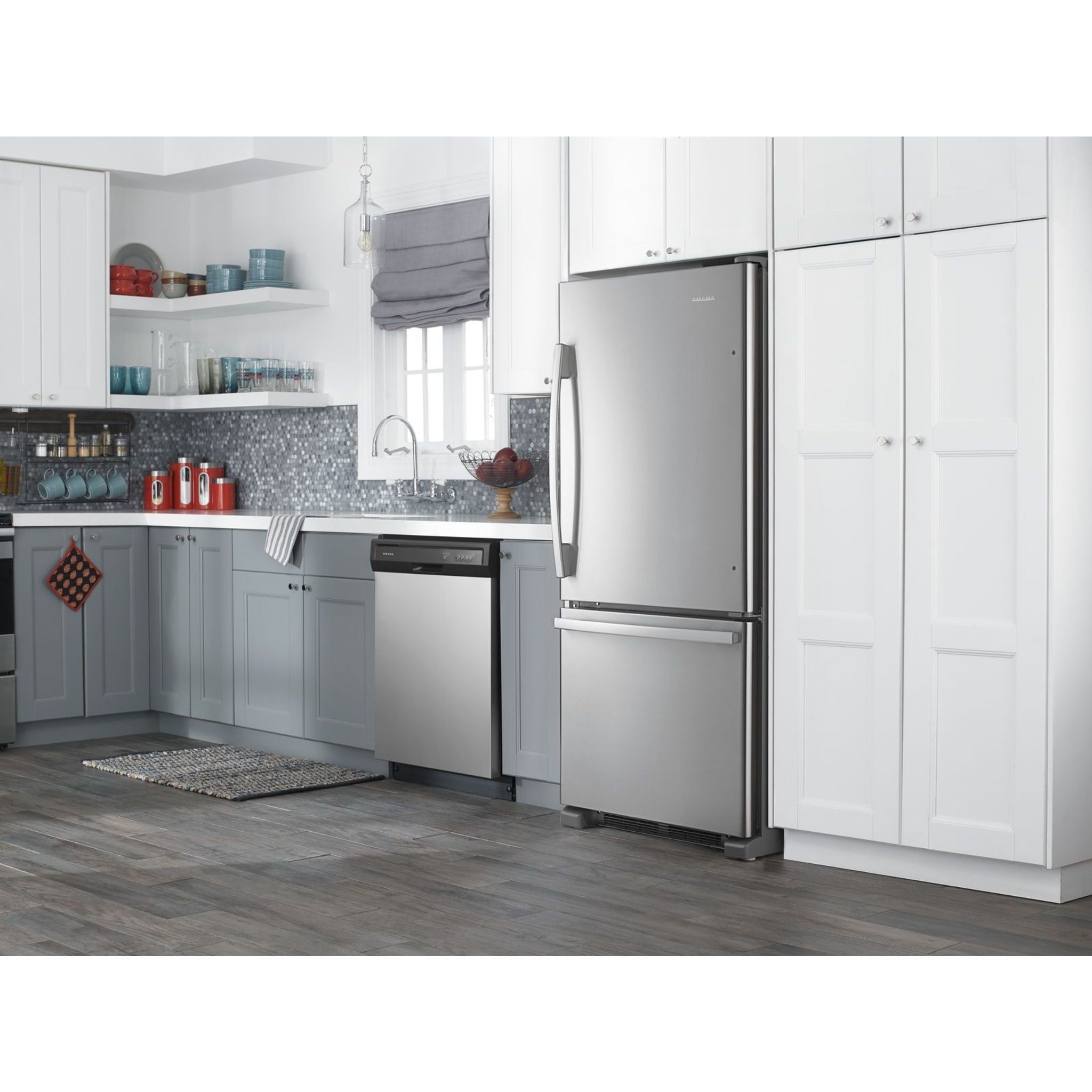 Amana Bottom Mount Refrigerator (ABB1924BRM) - 24.5 Cu. Ft. Stainless Steel French Door Fridge with Adjustable Shelves & Humidity-Controlled Crispers - Perfect for Modern Kitchens & Open Floor Plans