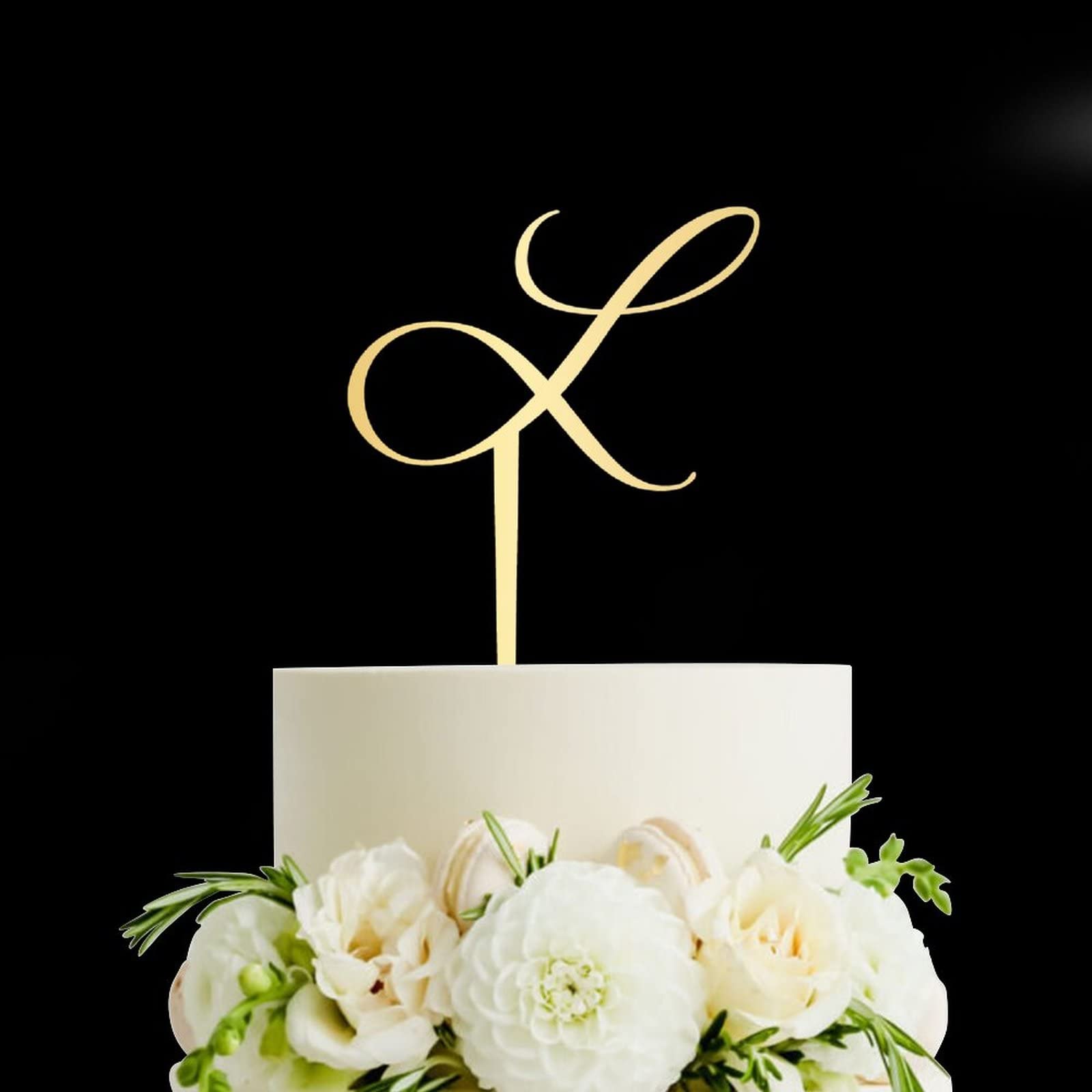 Personalized Acrylic Glitter Gold Letter L Cake Topper - Rustic Wedding, Anniversary & Engagement Party Decor - Custom Initials for Cakes, Cupcakes & Desserts