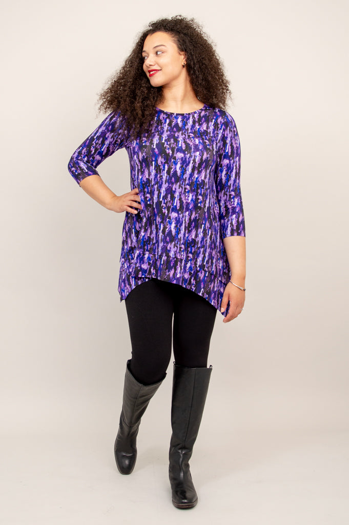 Kindness Tunic Top for Women - Soft Bamboo Fabric in Plum Rain Color - Perfect for Casual Wear, Office Outfits & Summer Dresses