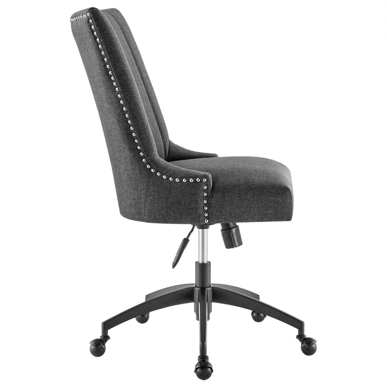 Modway Empower Ergonomic Office Chair with Channel Tufted Fabric - Black & Gray - Comfortable Desk Chair for Home Office, Gaming & Workspace