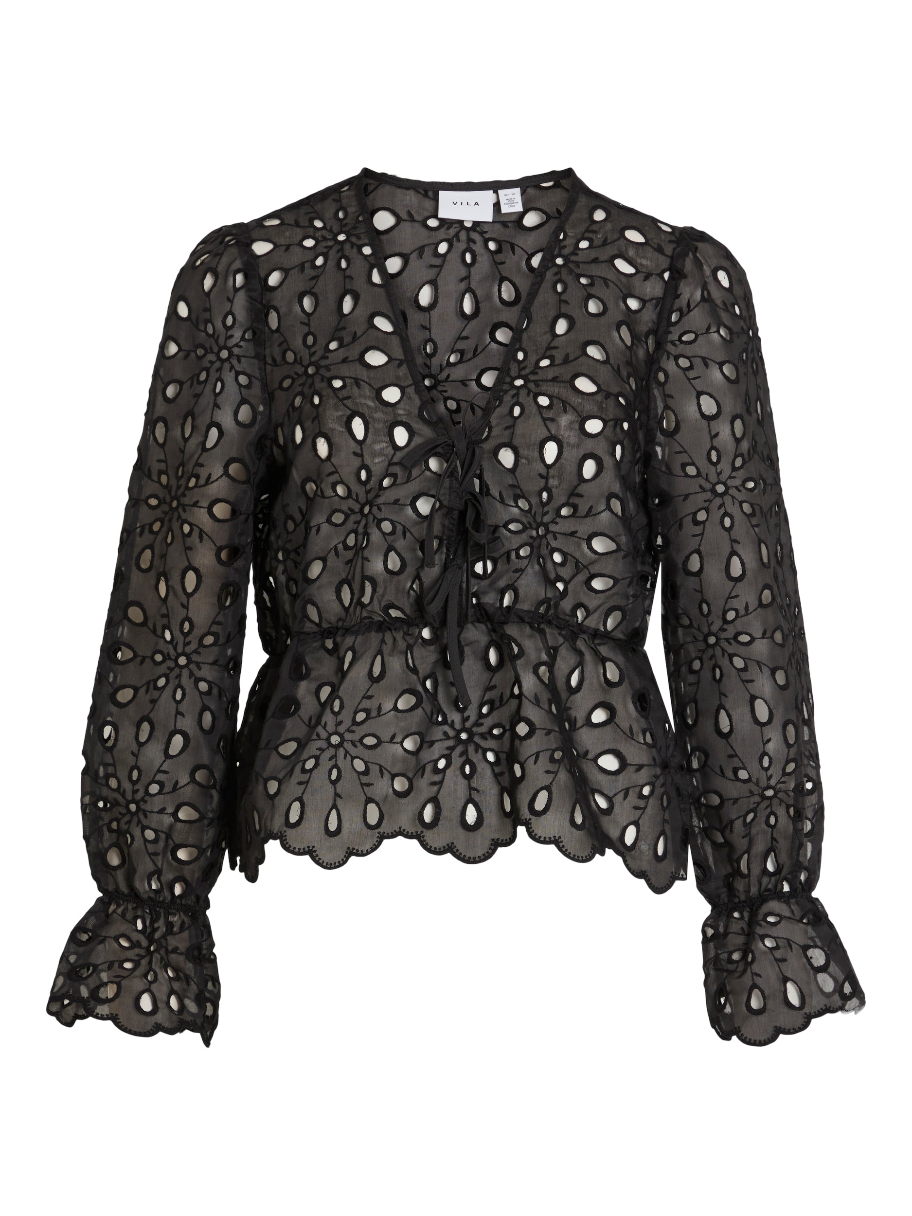 MEDA Long Sleeve Lace Top for Women - Elegant Black Blouse for Party, Date Night & Special Occasions