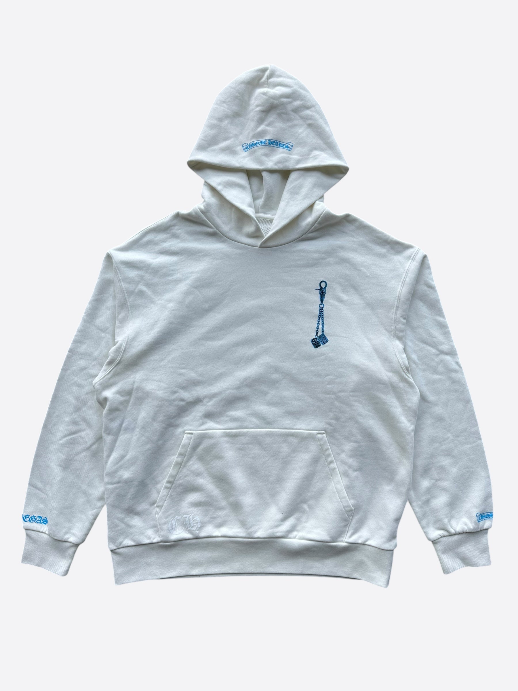 Chrome Hearts White & Blue Las Vegas Dice Hoodie - Stylish Streetwear for Men & Women | Perfect for Casual Outfits, Concerts, and Urban Fashion
