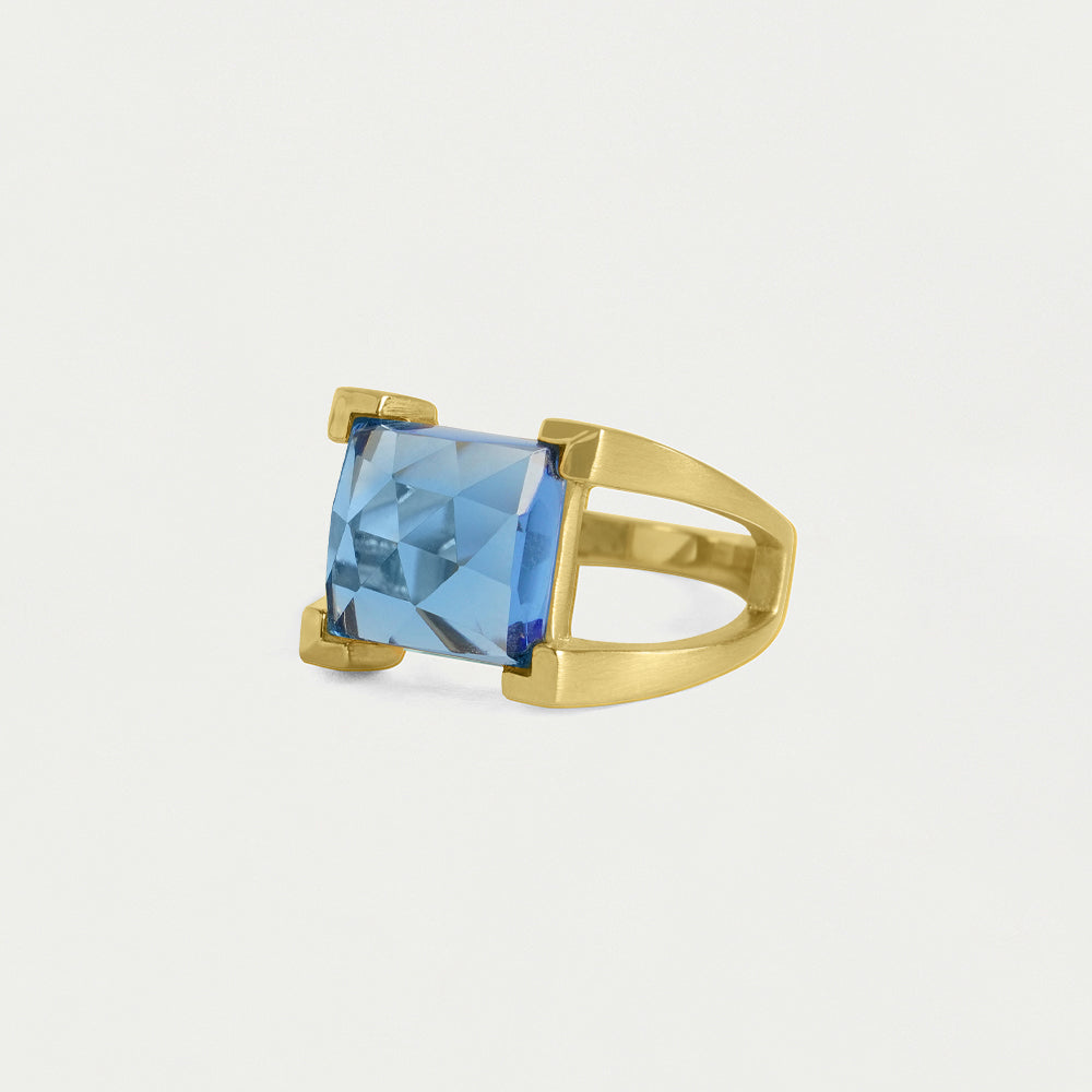 Mini Plaza Ring in Midnight Blue - Elegant Dainty Stackable Ring for Women, Perfect for Everyday Wear, Gift Giving & Special Occasions
