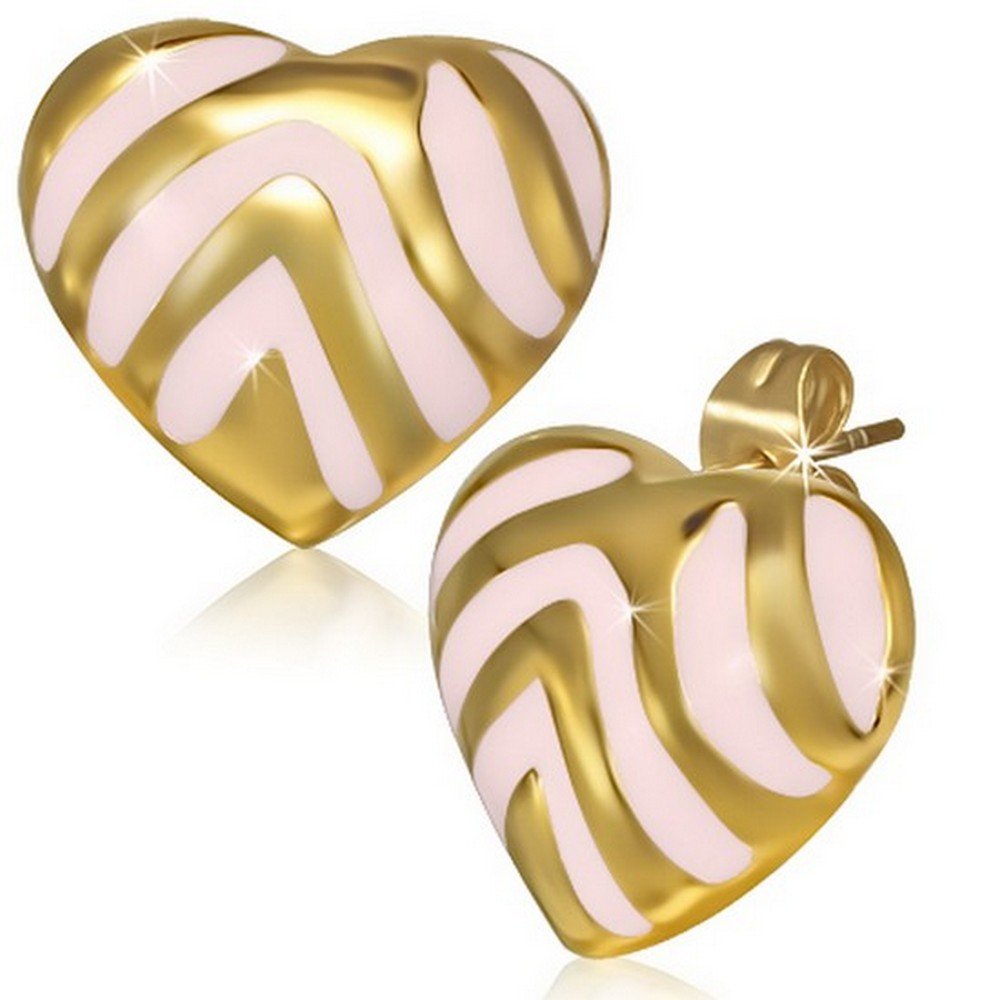 Stainless Steel Heart-Shaped Stud Earrings for Women & Girls - White, Pink, Silver & Gold Tone | Valentine's Gift, Anniversary Jewelry, Everyday Fashion Accessory