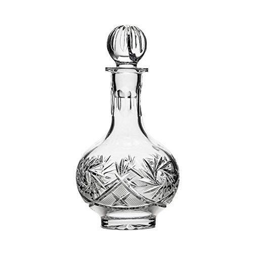 Premium 7-Piece Vintage Cut Crystal Liquor Decanter Set - 12oz Russian Crystal Vodka Carafe with 6 Sherry Glasses (D4184 + WG6701) | Elegant Barware for Home Entertaining, Wedding Gifts & Whiskey Tasting