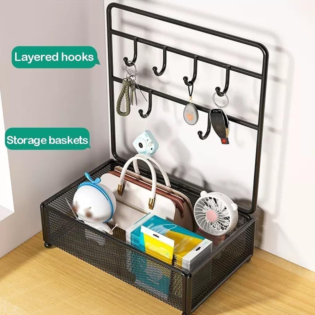 Key Frame Entryway Hanging Key Tray & Jewelry Organizer - Decorative Storage for Keys, Coins, Watches & Jewelry - Perfect for Entryway, Bedroom & Coffee Table Decor (Black, Large)