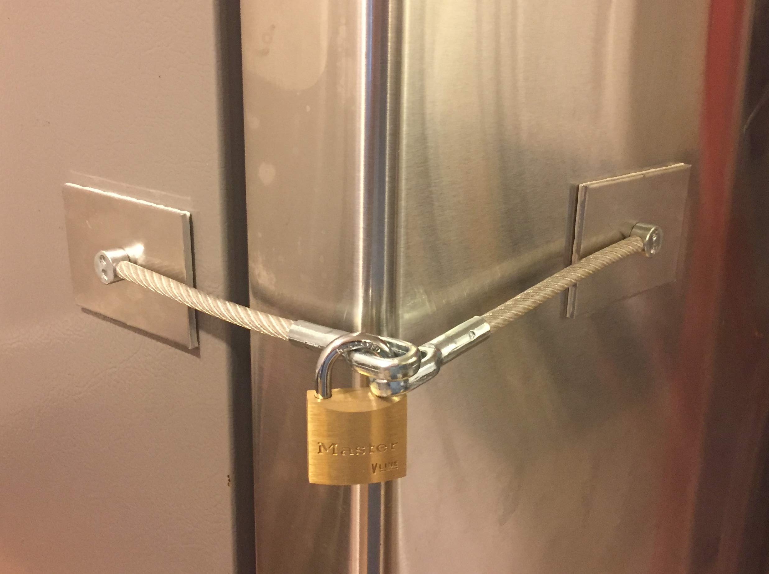 Stainless Steel Refrigerator Door Lock with Key - Child Safety Lock for Home, Office & Commercial Use - Secure Fridge & Freezer (White) - Perfect for Baby Proofing, Pet Safety & Food Protection