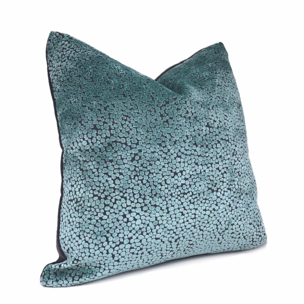 Stylish Ascott Aquamarine Gray Abstract Cut Velvet Dots Pillow Cover - Soft Decorative Throw Pillow Case for Living Room, Bedroom & Sofa