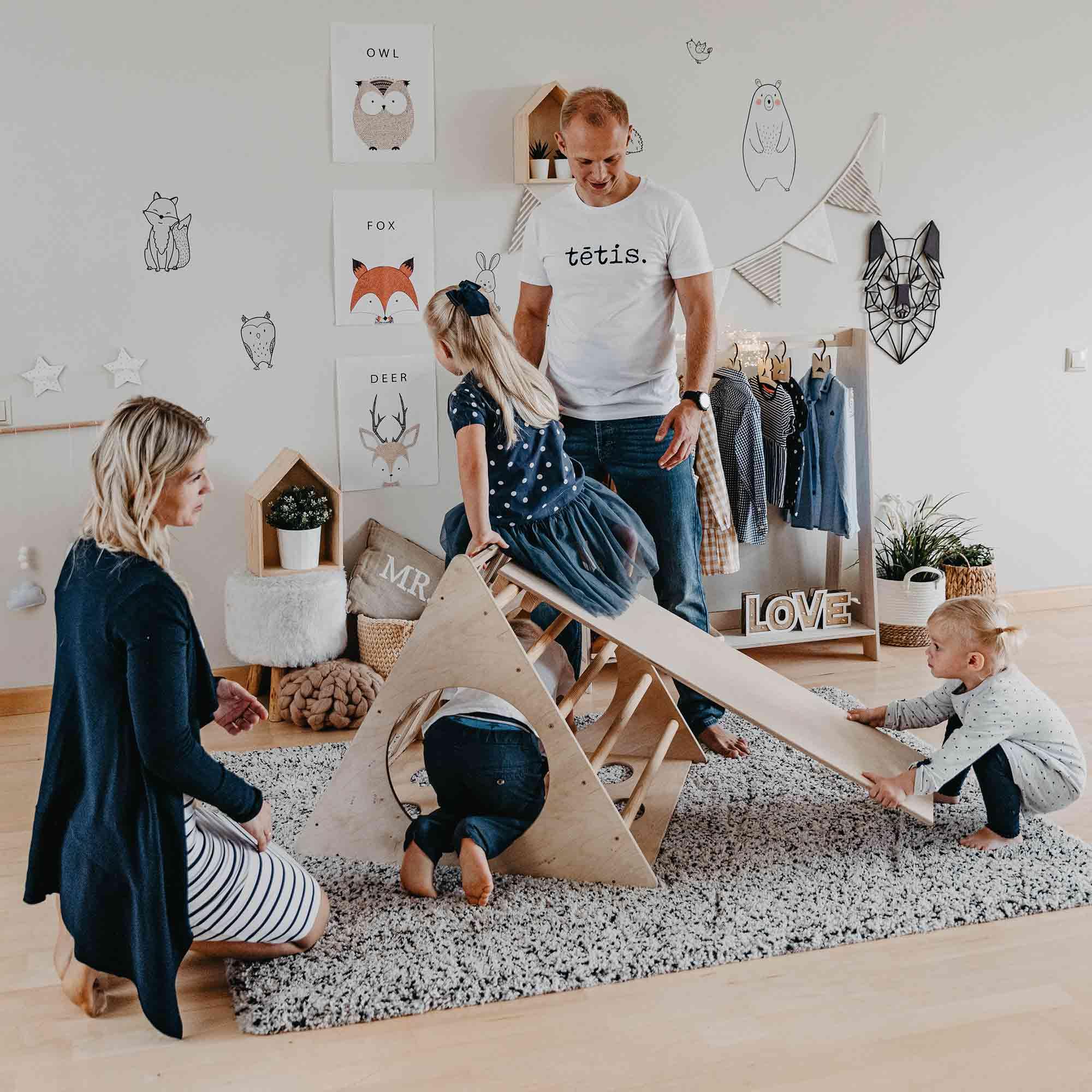 Montessori Climbing Triangle with Ramp - Indoor Wooden Climbing Frame for Kids - Toddler Play Gym for Home, Nursery & Daycare - Encourages Physical Development & Active Play