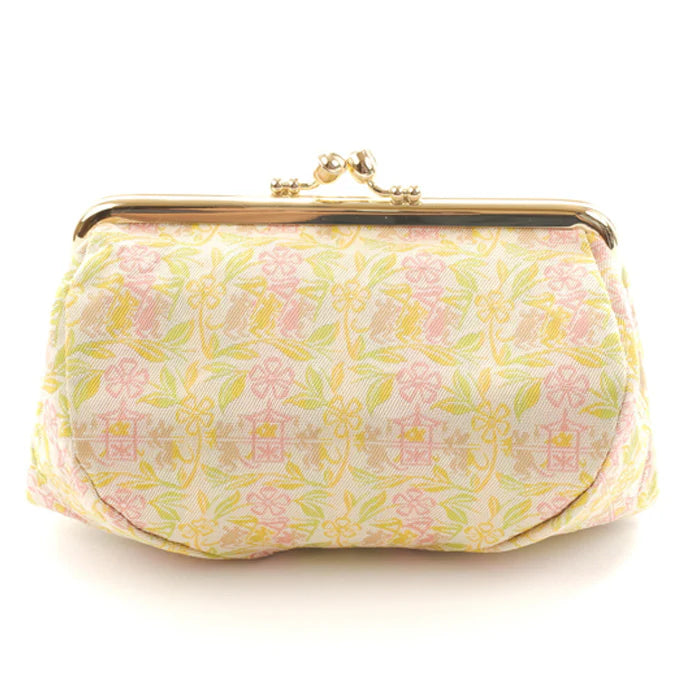 Nishijin Woven Small Pouch - Mouse/White Clay Design | Handmade in Kyoto Japan | Cosmetic & Makeup Bag | Japanese Gamaguchi Style | Travel Toiletry Organizer | Stationery Pouch | Bag Organizer | Perfect for Daily Use, Travel & Gift Giving