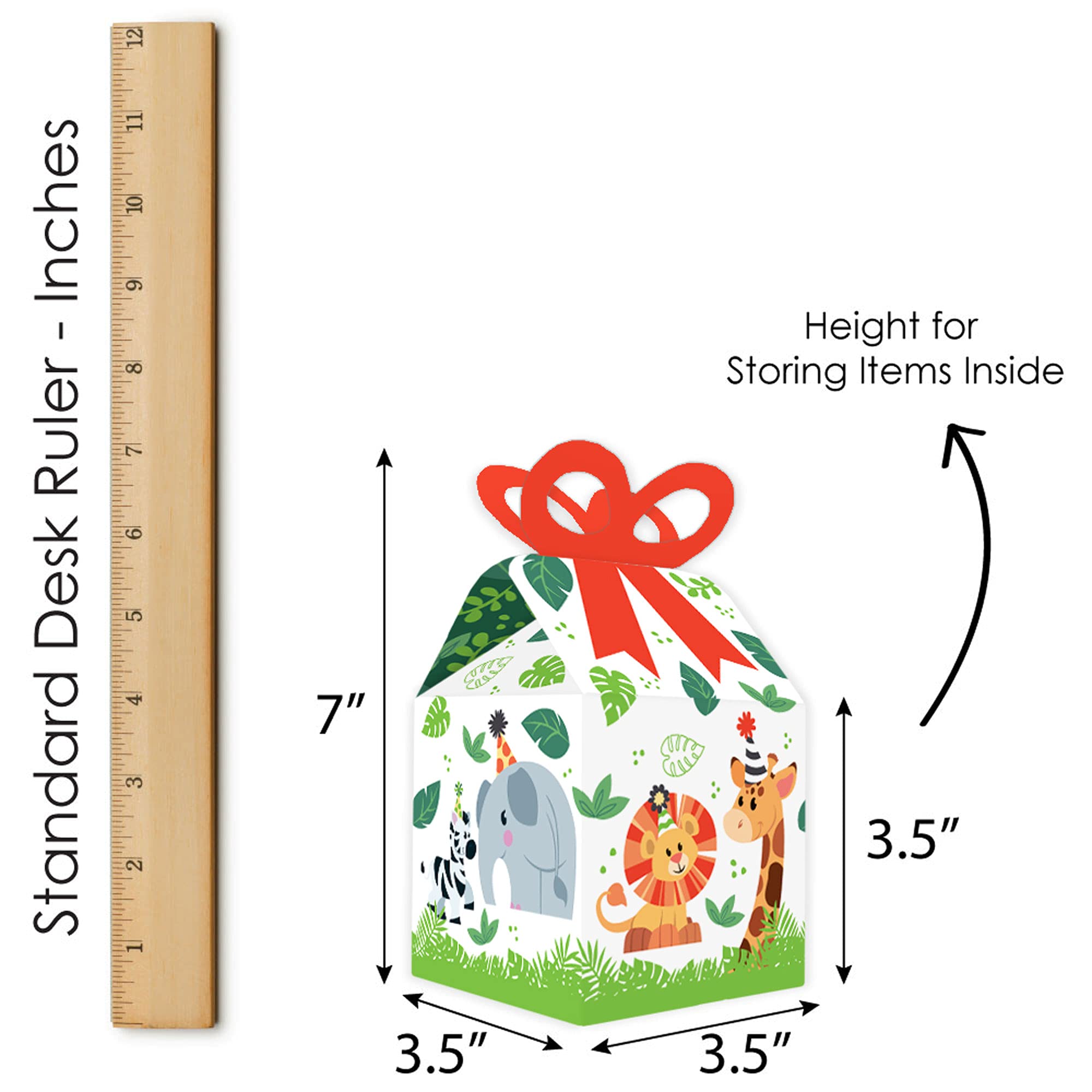 Jungle Party Animal Favor Boxes - Set of 12 for Safari Birthday & Baby Shower