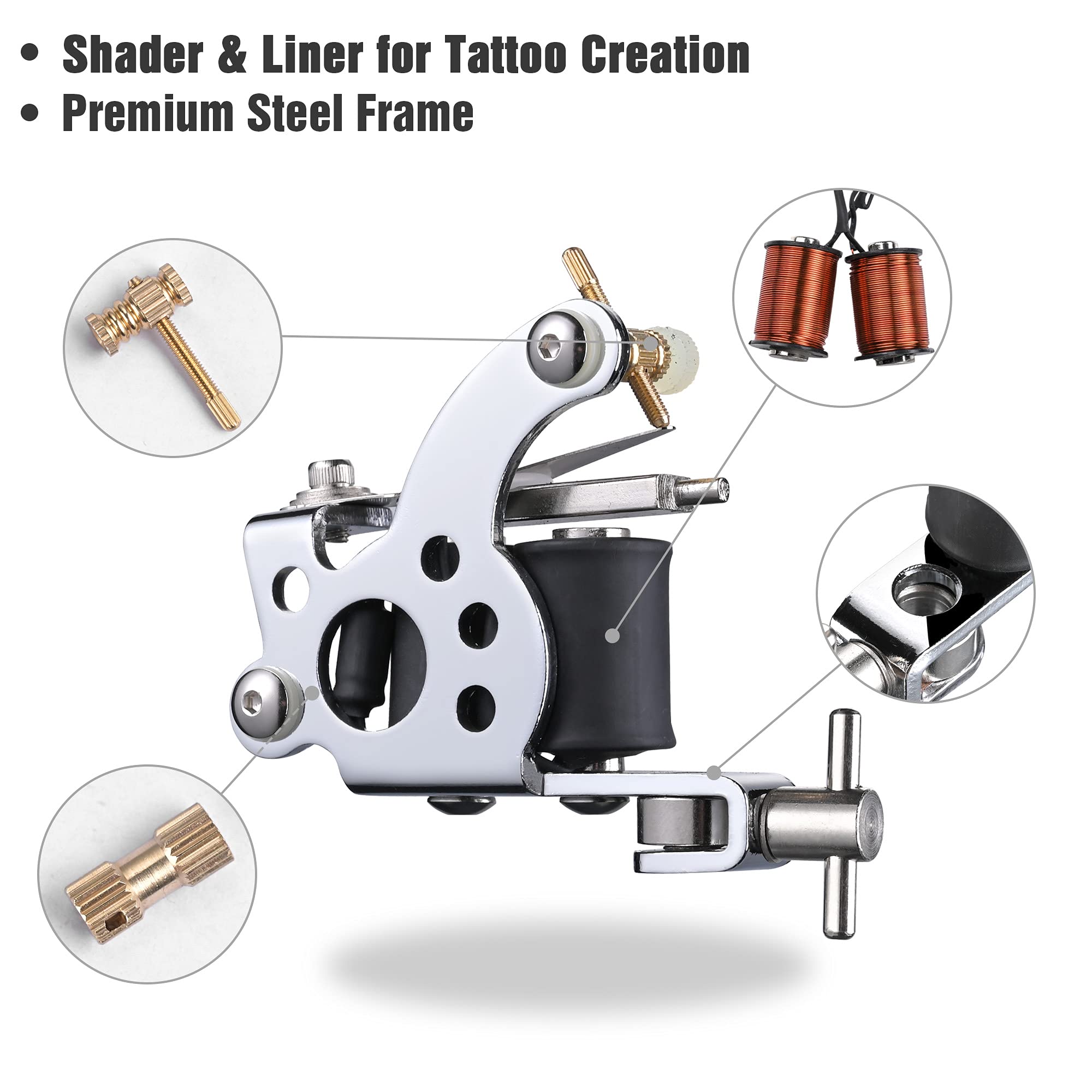 Professional AW Tattoo Kit with Machine Gun, Power Supply, 40 Color Ink Set & Foot Switch - Complete Tattoo Starter Kit for Artists & Beginners (Home Studio & Professional Use)