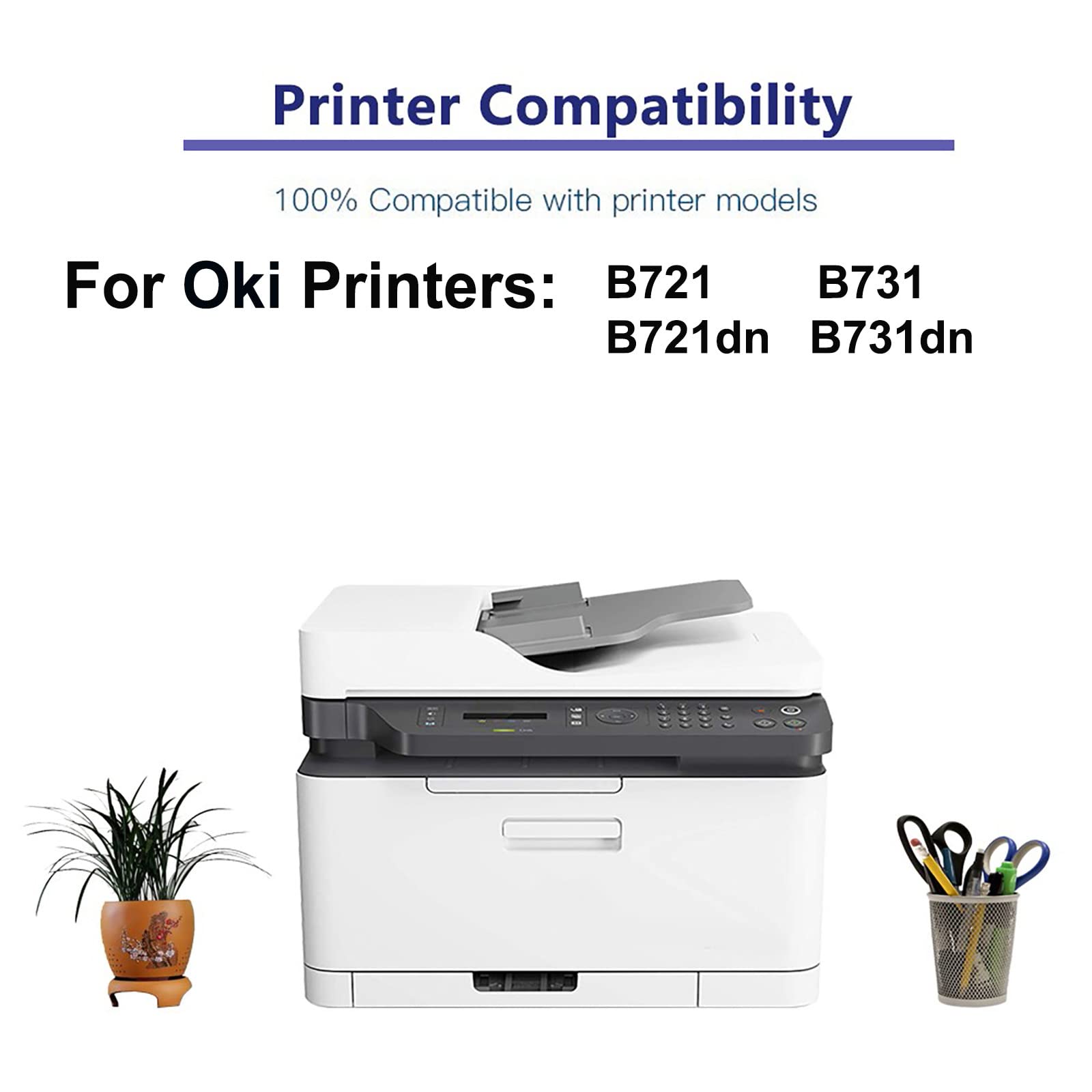 6-Pack High Capacity 45488801 Compatible Toner Cartridge for Brother B721 B721dn B731 B731dn Printers - Black Ink Replacement for Office & Home Printing Needs