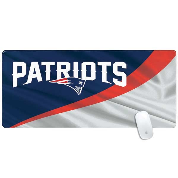 Skinit Extra Large Gaming Mouse Pad - Officially Licensed NFL New England Patriots Design with Stitched Edges | Waterproof & Non-Slip Rubber Base | XXL Desk Mat for Keyboard & Mouse | Perfect for PC Gaming, Office Work & Home Decor
