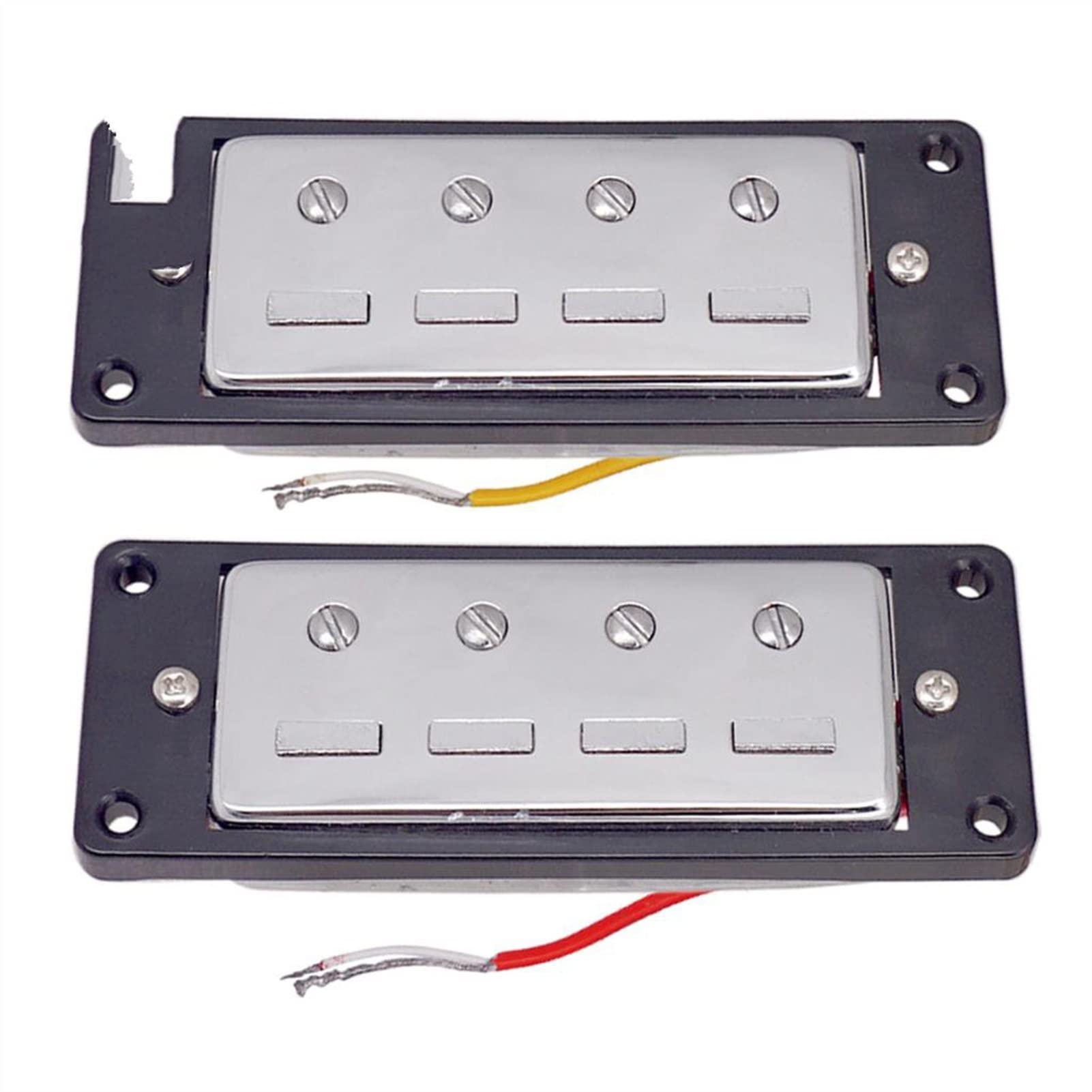 2-Pack Humbucker Guitar Pickups for 4-String Electric Bass - Black Plastic Bridge & Neck Set with Metal Frame | DIY Replacement & Upgrade for Rock, Metal & Blues Performances