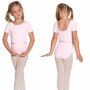 Mondor True Pink Short Sleeve Leotard for Ballet, Dance & Gymnastics - Comfortable Stretch Fabric for Practice & Performance