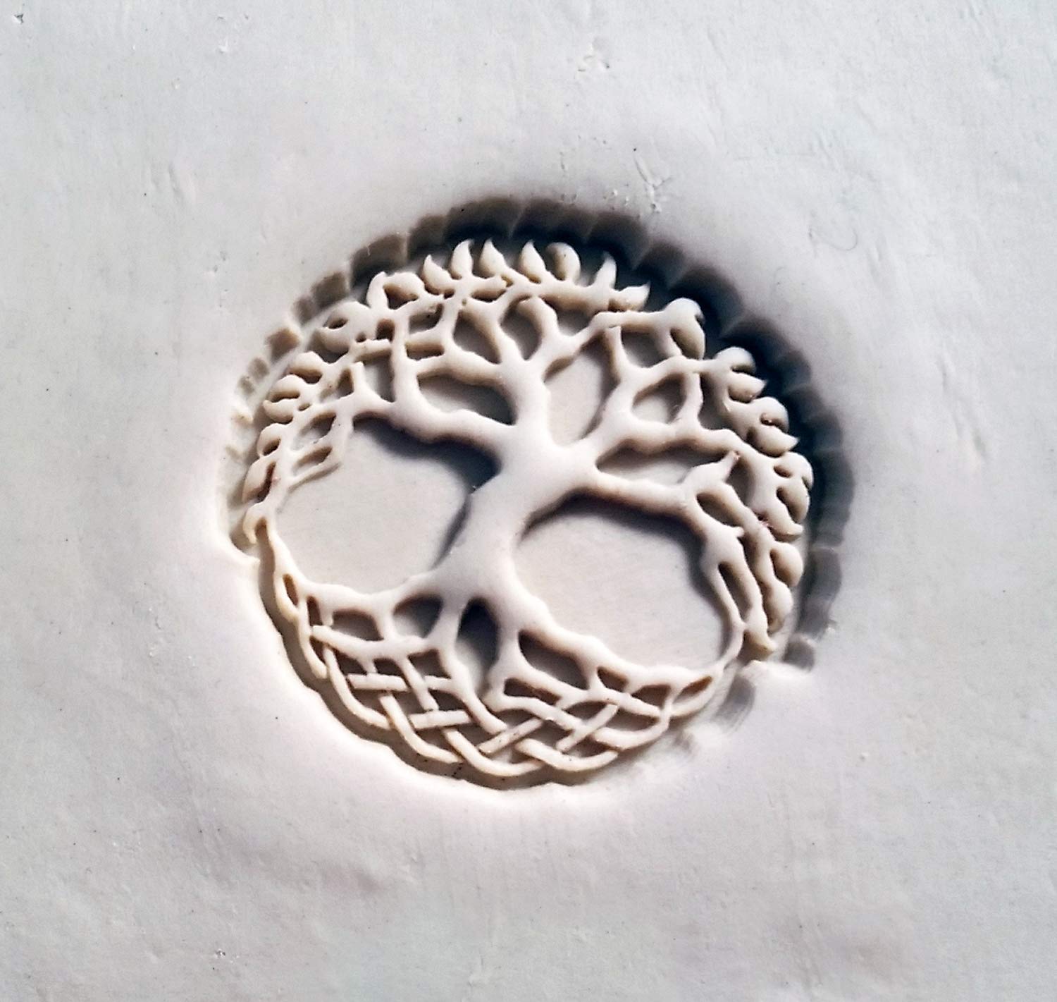 Handcrafted SOCWELL LLC Tree of Life Clay Stamp - 1 Inch (25mm) Fine Maple Wood - Made in USA (SD638) - Perfect for Pottery, Ceramics & DIY Crafts