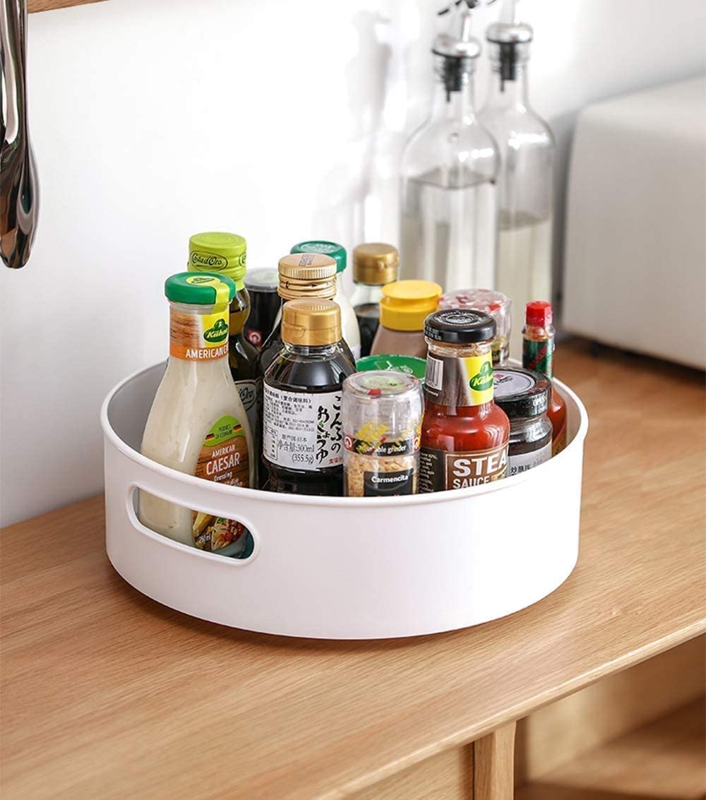 SK Trades 360° Rotating Kitchen Organizer Tray - Multi-Purpose Lazy Susan for Spices, Cosmetics & Pantry Storage | Space-Saving Spice Rack Organizer for Countertop, Cabinet & Bathroom Use