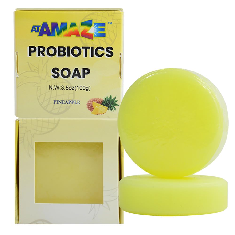 Probiotic Soap with Pineapple Extract for Acne & Sensitive Skin - Natural Antibacterial Face & Body Cleanser for Daily Skincare Routine