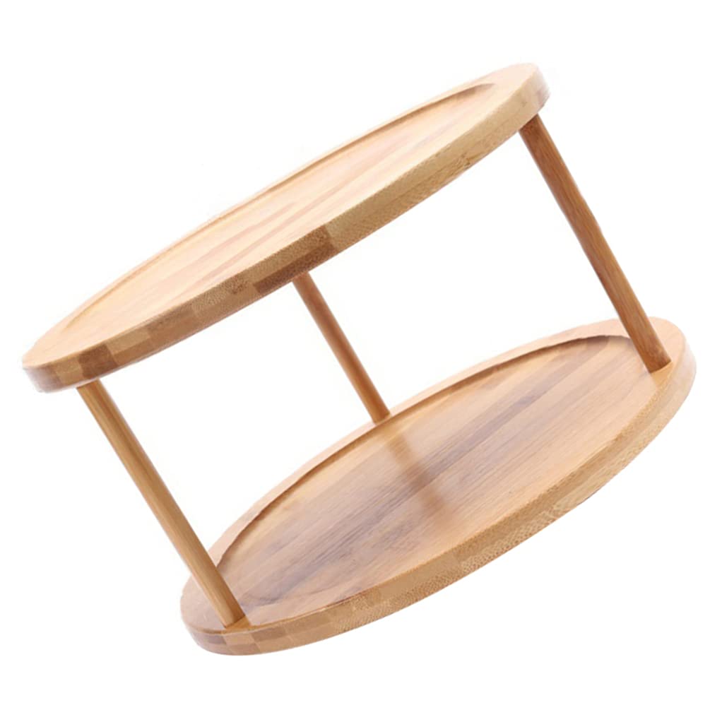 DOITOOL Wooden Dessert Turntable - 360° Rotating Kitchen Storage Shelf for Spices, Seasoning Bottles & Makeup Organizer | Perfect for Baking, Cooking & Bathroom Vanity Organization