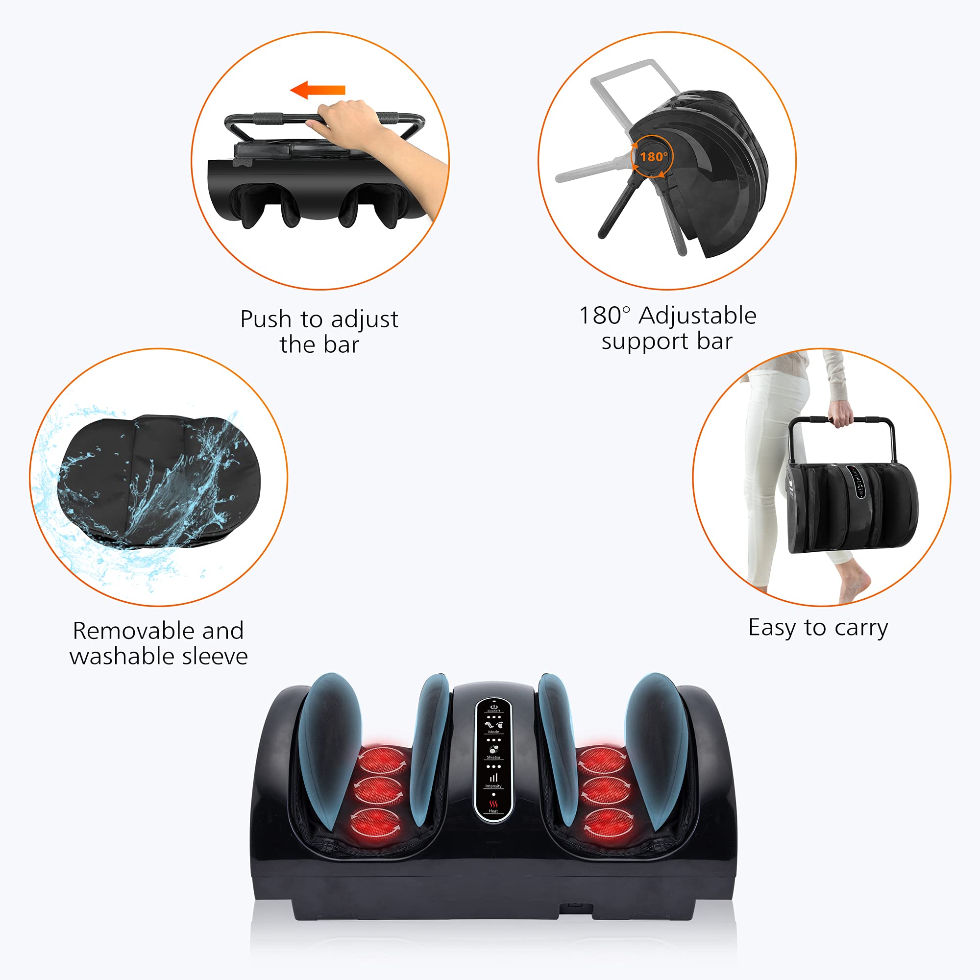 Snailax Shiatsu Foot and Calf Massager with Heat - Relieves Plantar Fasciitis, Neuropathy Pain & Improves Blood Circulation - Perfect for Home, Office Use and Relaxation Gift (Remote Control Not Included)