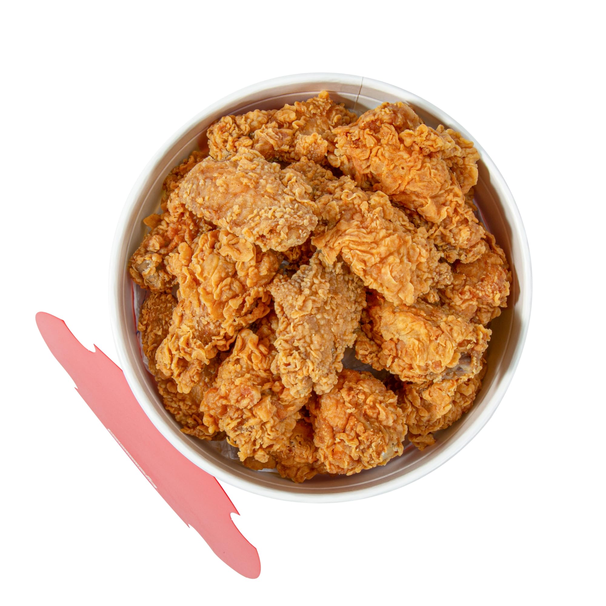 Restaurantware Bio Tek 130oz Chicken Buckets with Vented Lids - 100 Pack Greaseproof, Freezable Disposable Food Containers in Red & White - Ideal for Restaurants, Cafes, Takeout & Catering