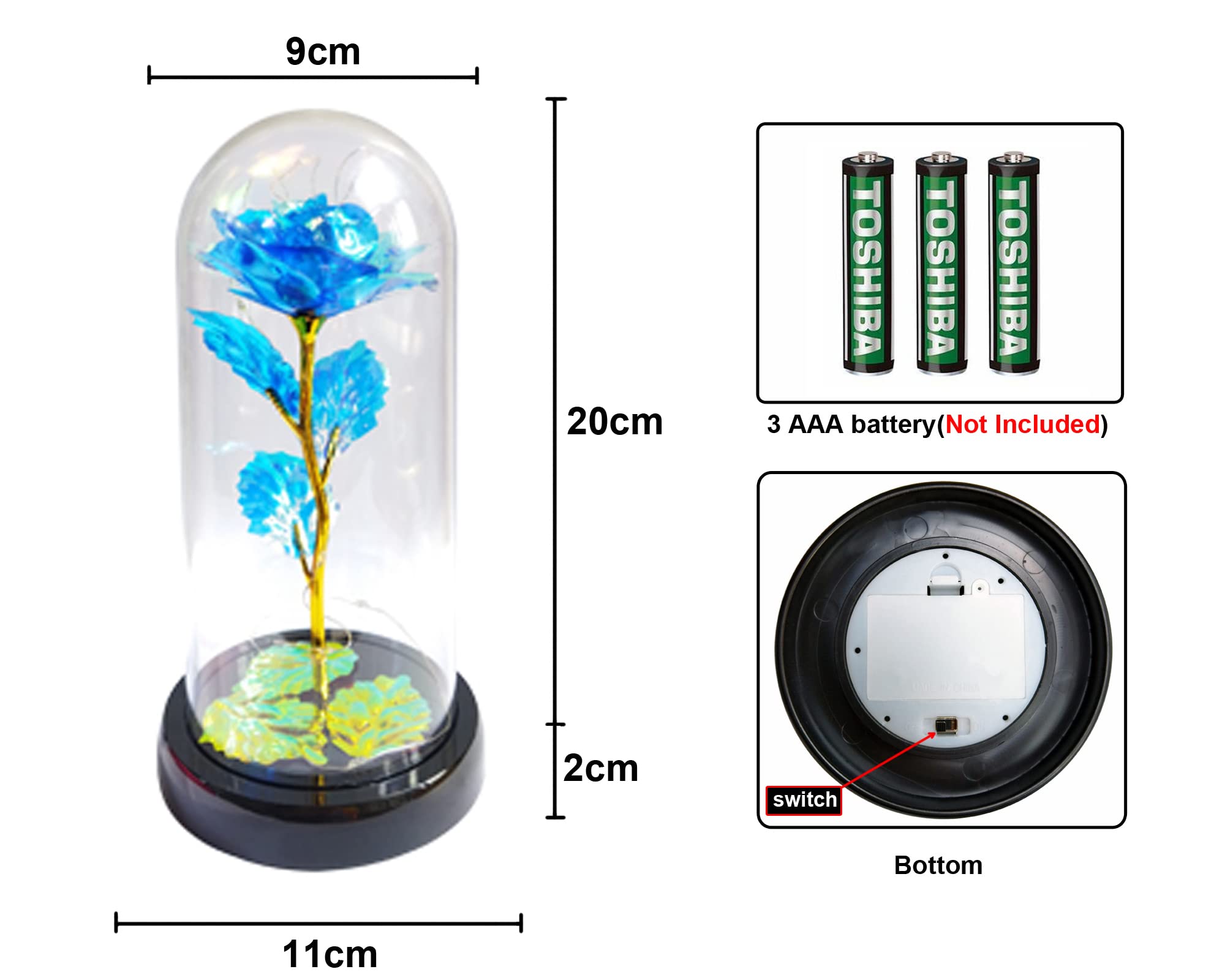 Eternal Glass Rose Gift for Women - Beauty and The Beast Inspired Galaxy Rose Flower, Unique Birthday, Anniversary, Valentine's Day Present for Wife & Girlfriend (Blue) - Perfect for Romantic Occasions, Home Decor, and Special Gift Giving