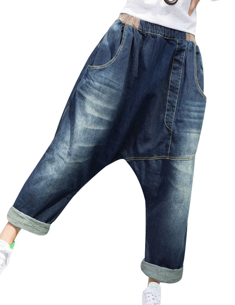 **Yolee Women's High Waist Harem Pants - Loose Fit Big Crotch & Ripped Design for Casual Wear, Yoga, and Lounge Comfort**